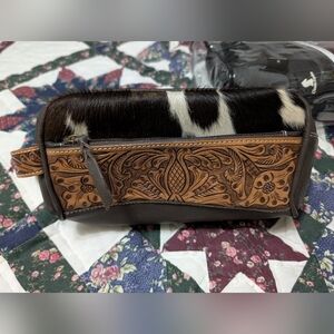 Boho Ranch Leather And Cowhide Toiletry Bag NWT